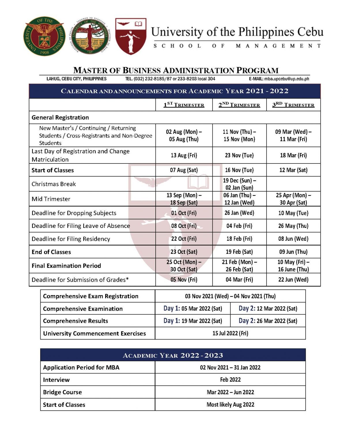 Announcements University of the Philippines Cebu School of Management
