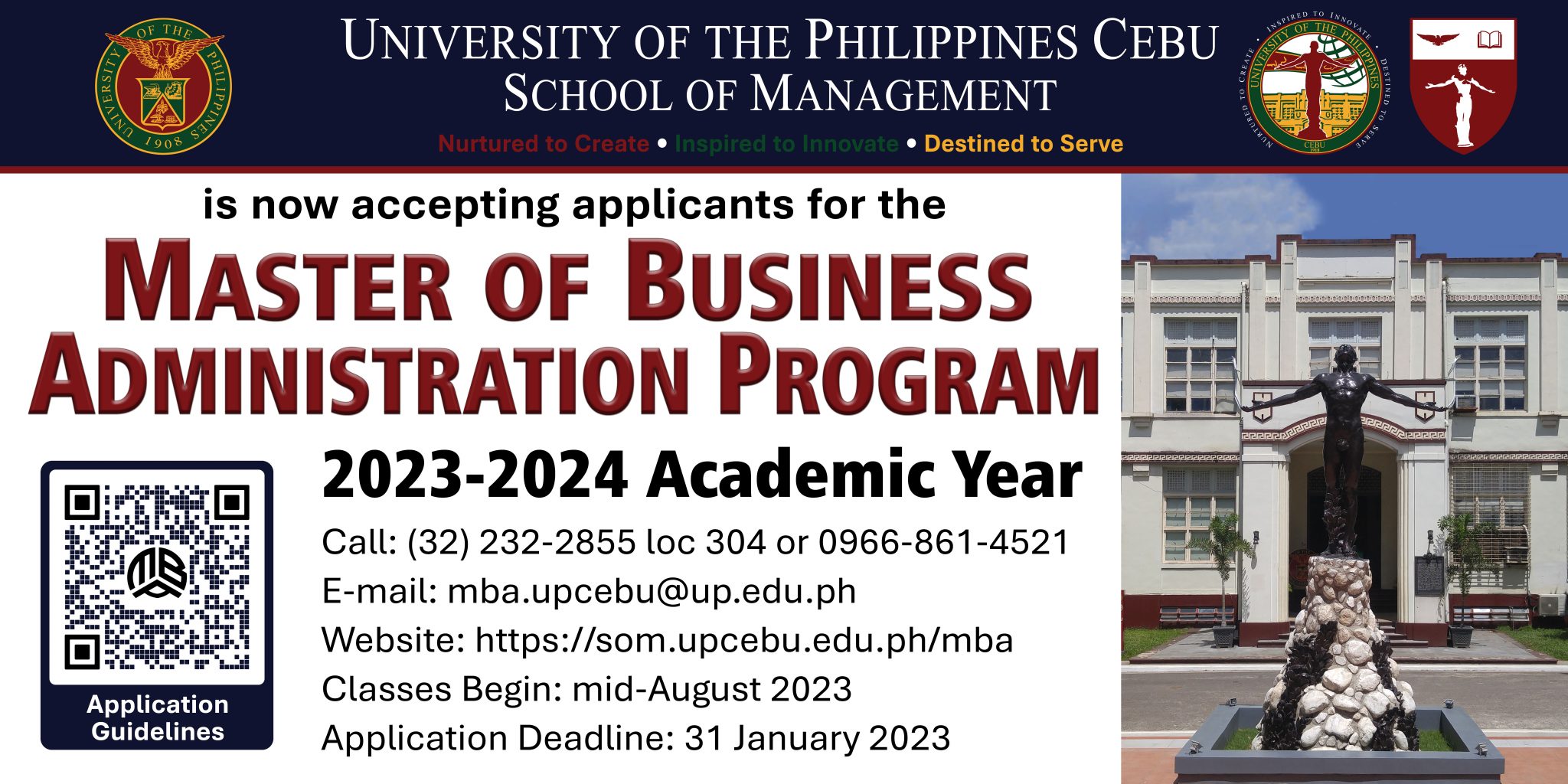 MBA Application for AY 20232024 is now open! University of the