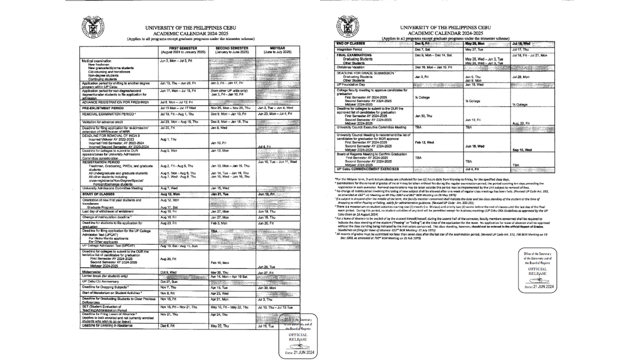 BSM Academic Calendar